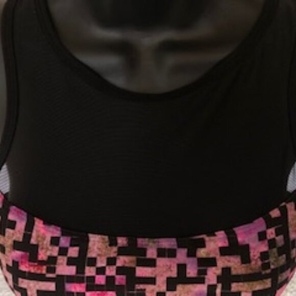 Spalding Sports Activewear Racer Back Print Top w Mesh Pink + Purple Sz L NWOT - Picture 2 of 5